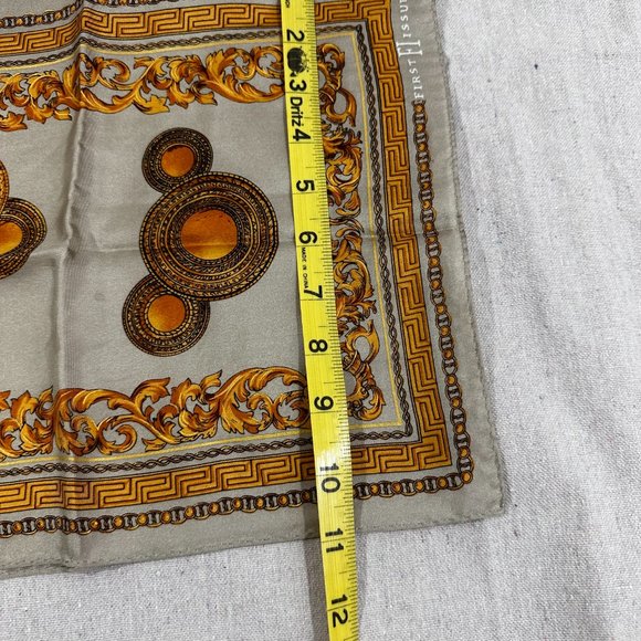 Vintage First Issue Gold Medallion silk oblong scarf - Picture 10 of 11